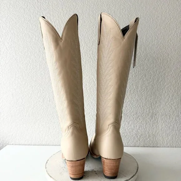 Lane JENTRY Knee High Womens Cowboy Boots 11 Pale Ivory Western Cowgirl Tall